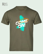das Bild zeigt das bio design-t-shirt Tee Jays Urban Luxury Tee 1150 in moss mit dem motiv come on!