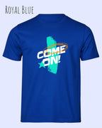 das Bild zeigt das bio design-t-shirt Tee Jays Urban Luxury Tee 1150 in royal blue mit dem motiv come on!