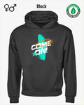 dieses bild zeigt das Tee Jays Heavy Loose Fit Hooded Sweatshirt 5162 in black mit dem design "come on".