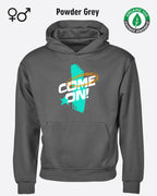 dieses bild zeigt das Tee Jays Heavy Loose Fit Hooded Sweatshirt 5162 in powder grey mit dem design "come on".
