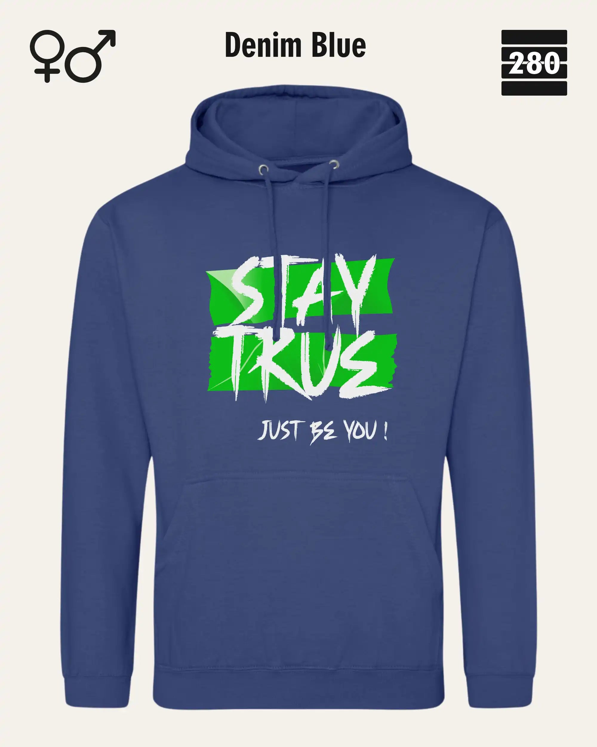 Design‑Hoodie – Unisex – STAY TRUE – Weiche Baumwollmischung