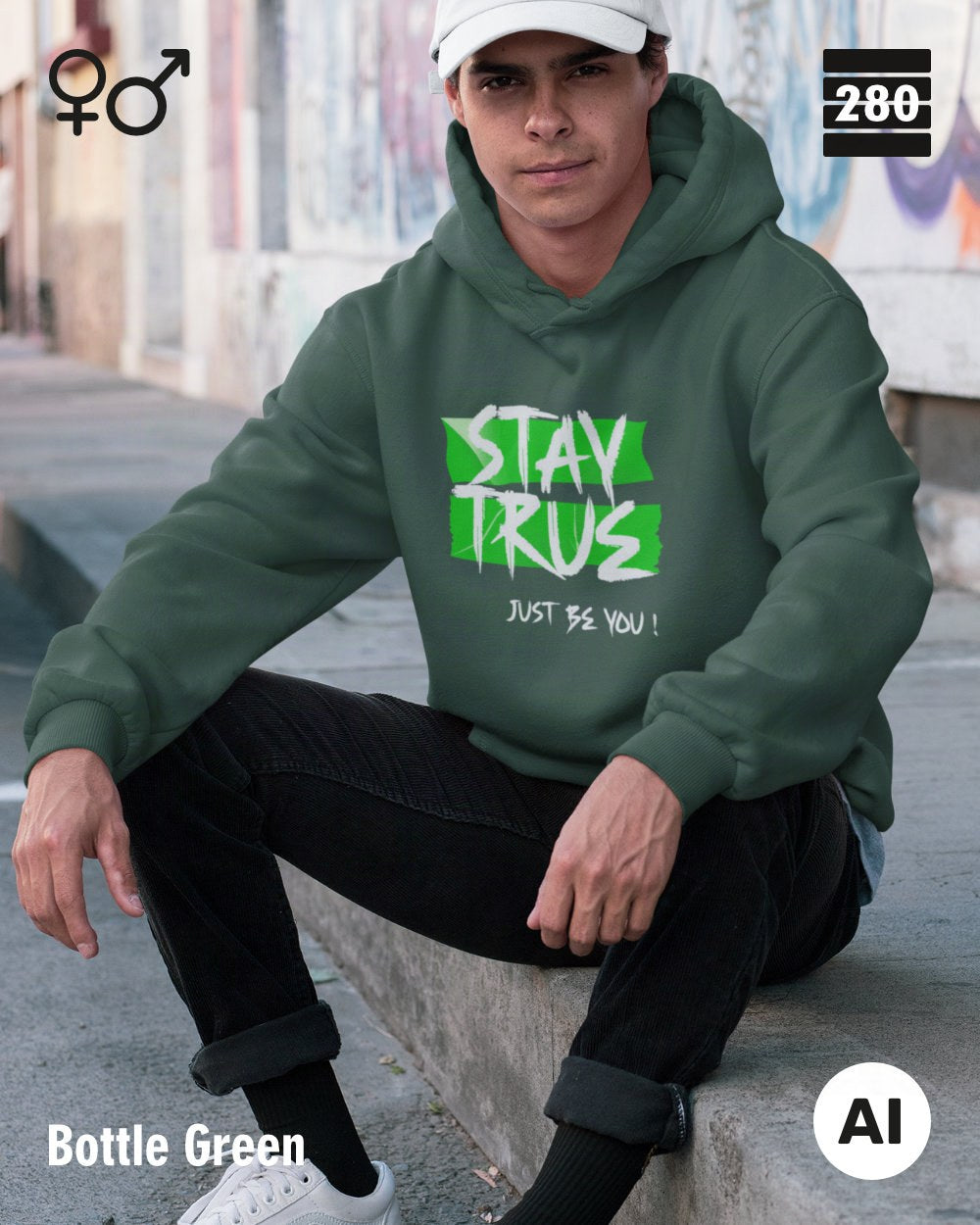 Design‑Hoodie – Unisex – STAY TRUE – Weiche Baumwollmischung