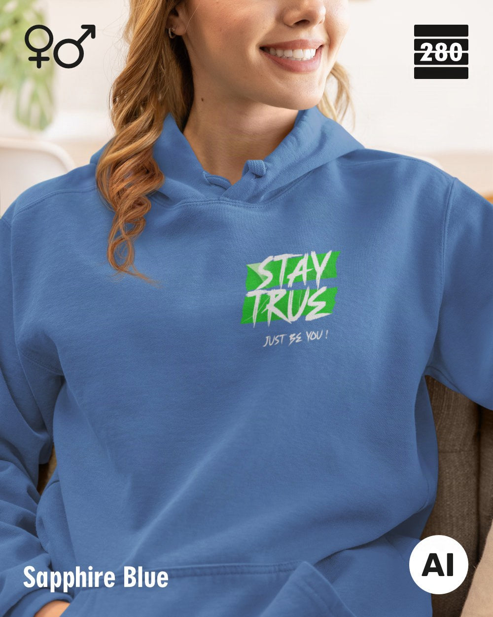 Design‑Hoodie – Unisex – STAY TRUE – Weiche Baumwollmischung
