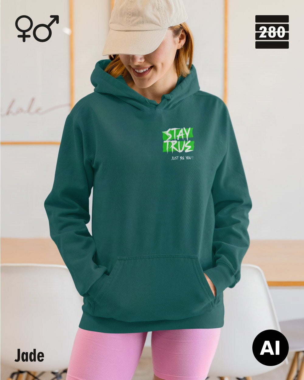 Design‑Hoodie – Unisex – STAY TRUE – Weiche Baumwollmischung