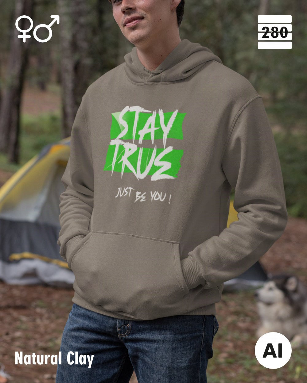 Design‑Hoodie – Unisex – STAY TRUE – Weiche Baumwollmischung