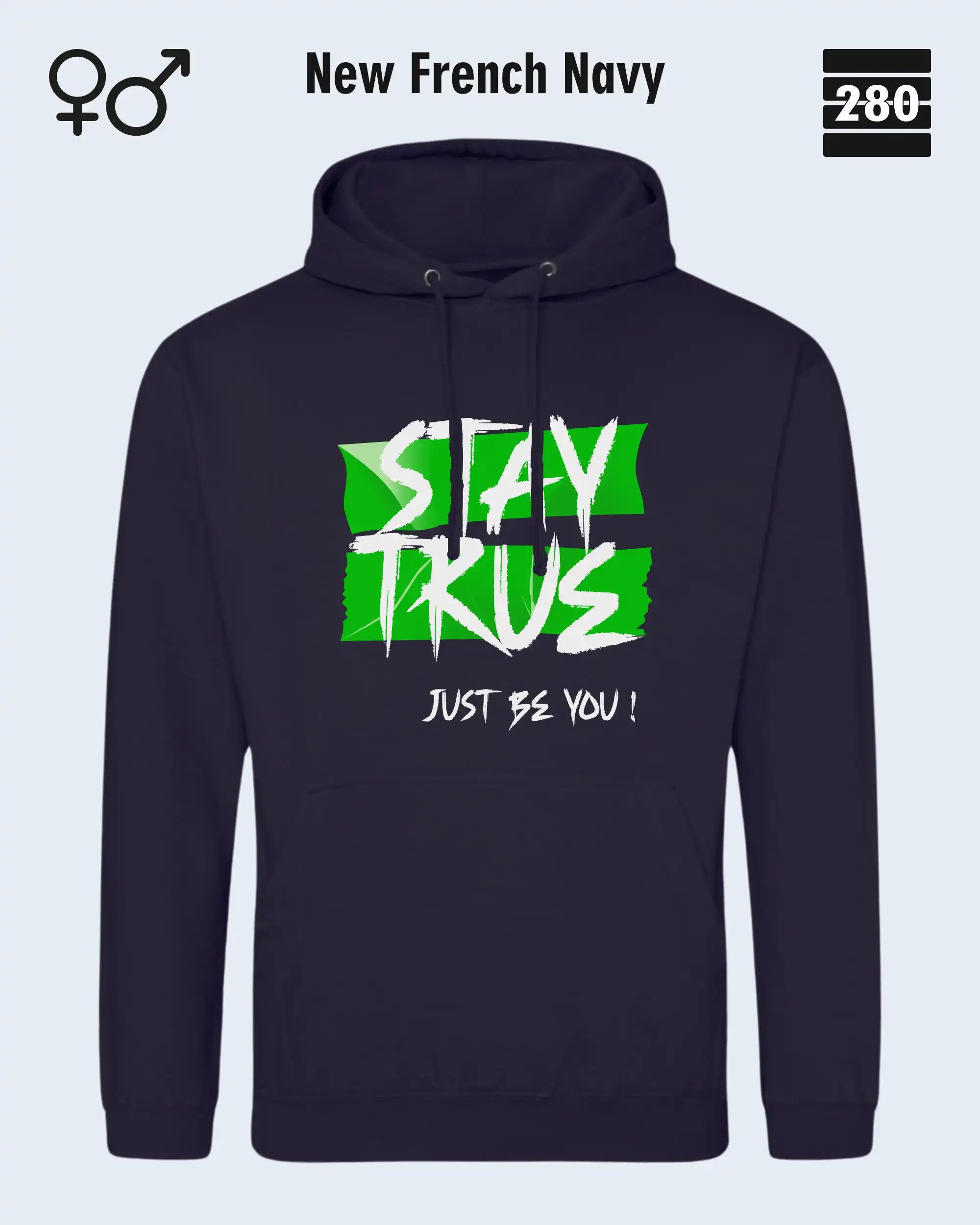 Design‑Hoodie – Unisex – STAY TRUE – Weiche Baumwollmischung