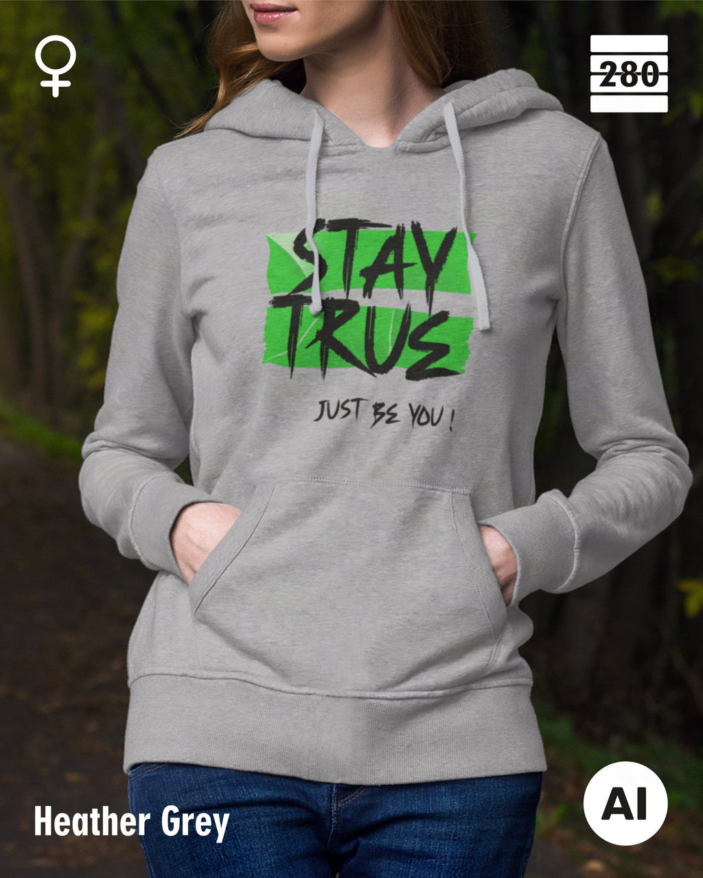 Damen Design‑Hoodie – Feminine Fit – STAY TRUE – Weiche Baumwollmischung