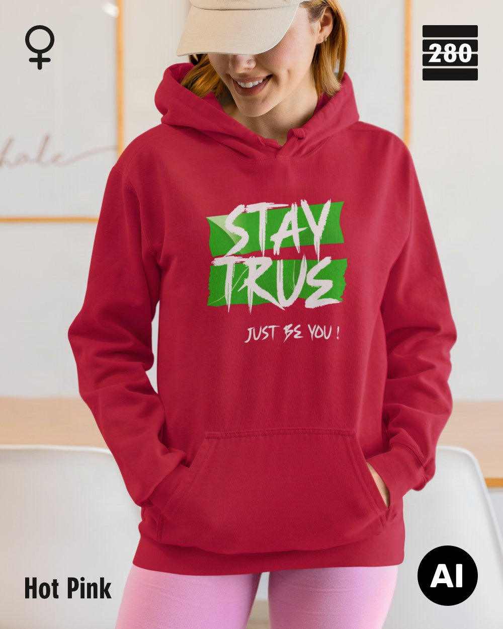 Damen Design‑Hoodie – Feminine Fit – STAY TRUE – Weiche Baumwollmischung