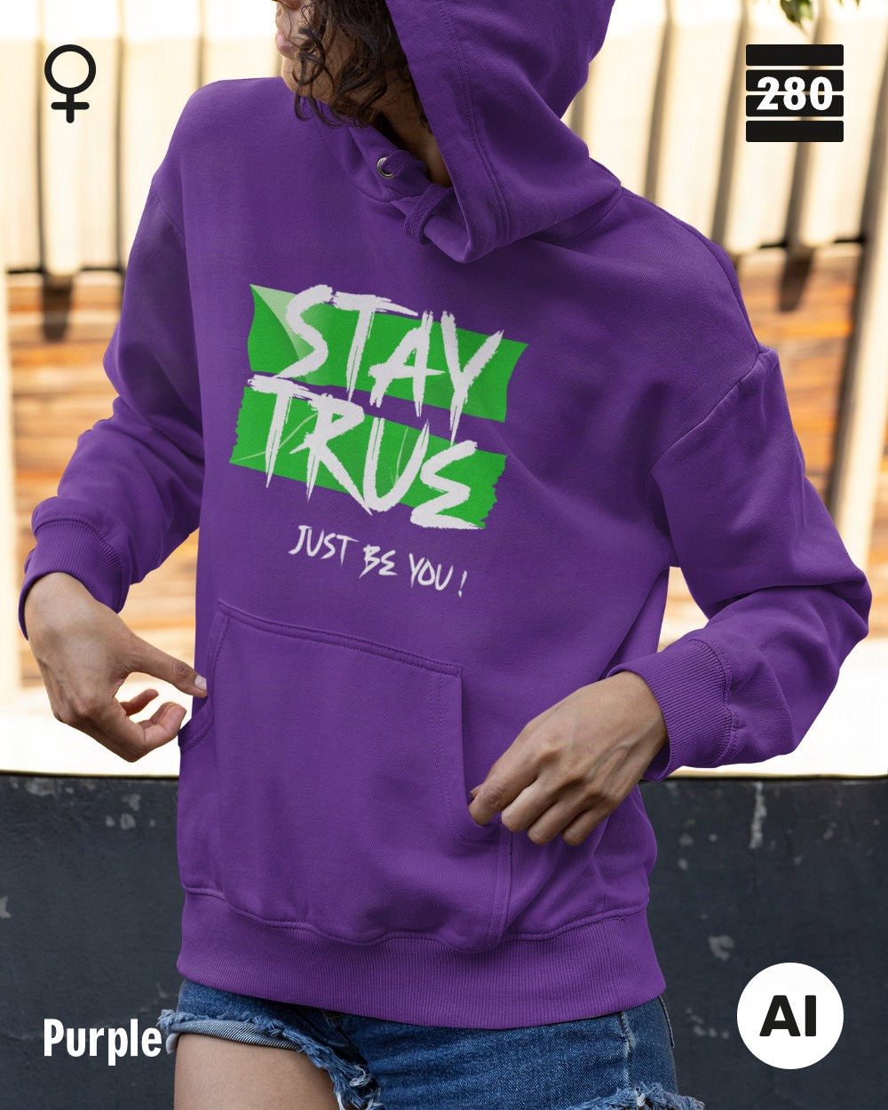Damen Design‑Hoodie – Feminine Fit – STAY TRUE – Weiche Baumwollmischung