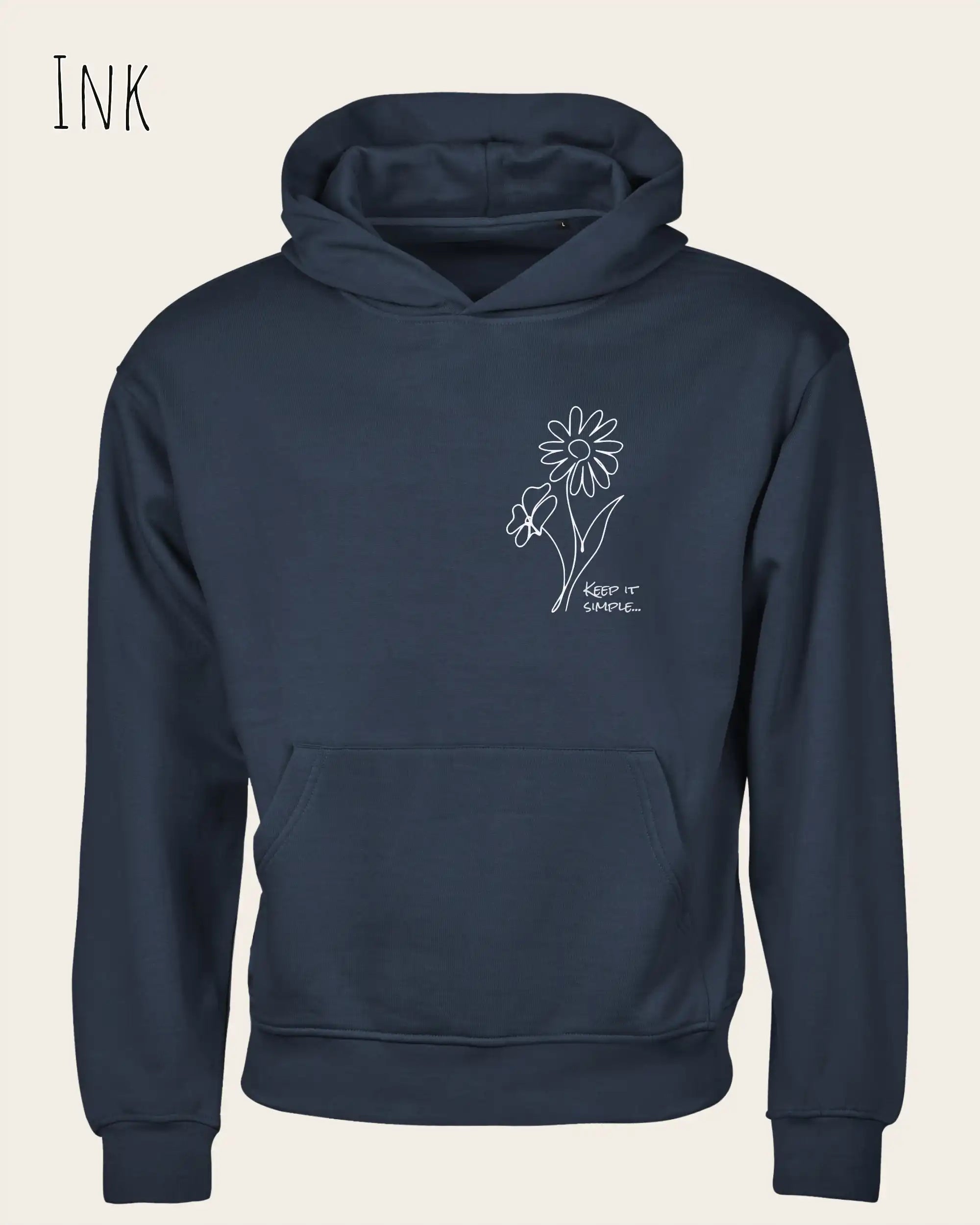 das bild zeigt den Organic Luxury Hoodie KEEP IT SIMPLE in der farbe ink.