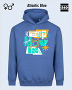 das bild zeigt den hoodie JH111 in atlantic blue mit dem design keep moving.