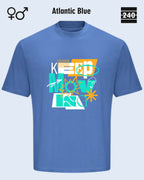 das bild zeigt das oversized heavyweight t-shirt awdis 240 T  in atlantic blue mit dem design keep moving.
