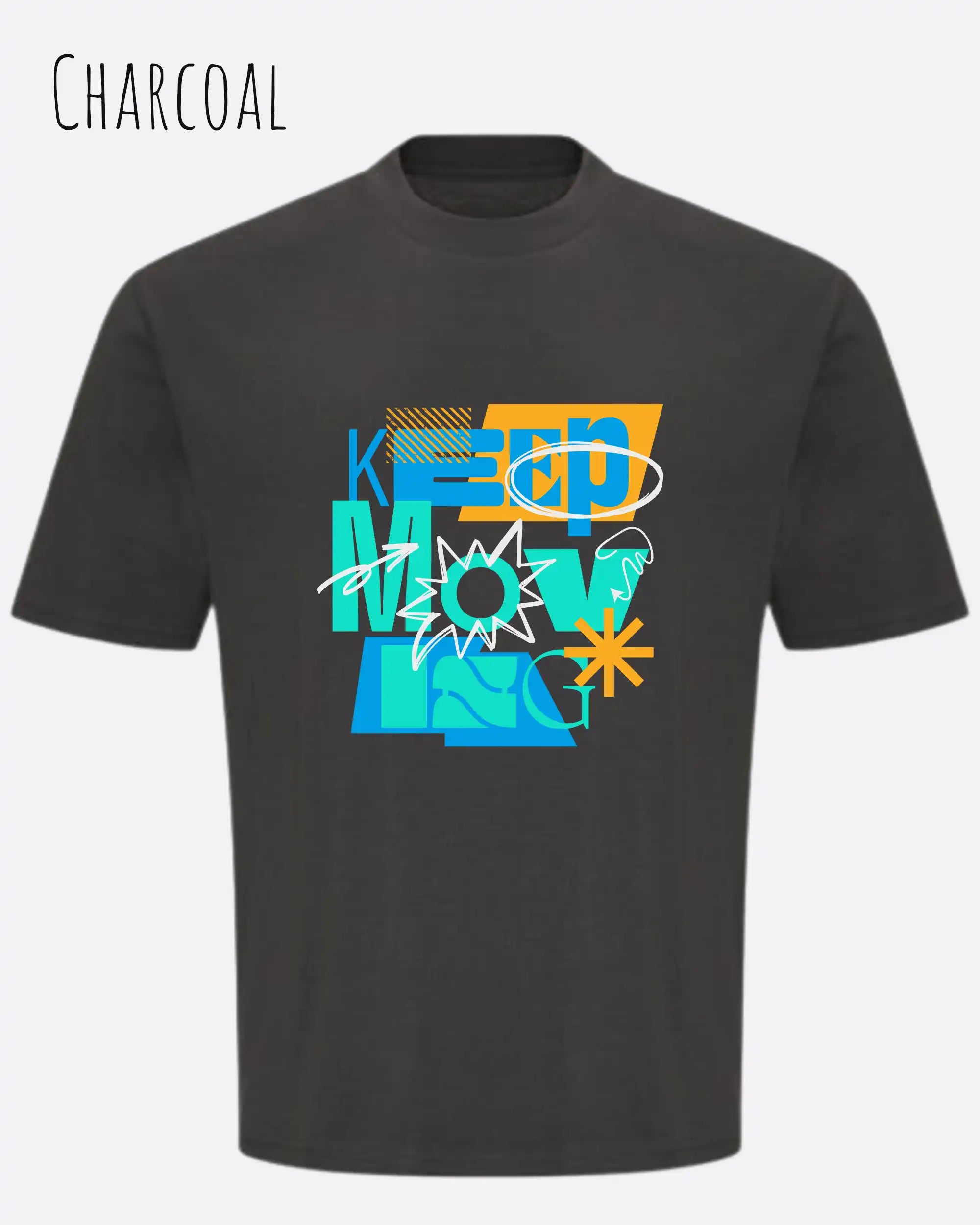 Oversized Design-T‑Shirt  – Unisex – KEEP MOVING – Heavyweight Baumwolle