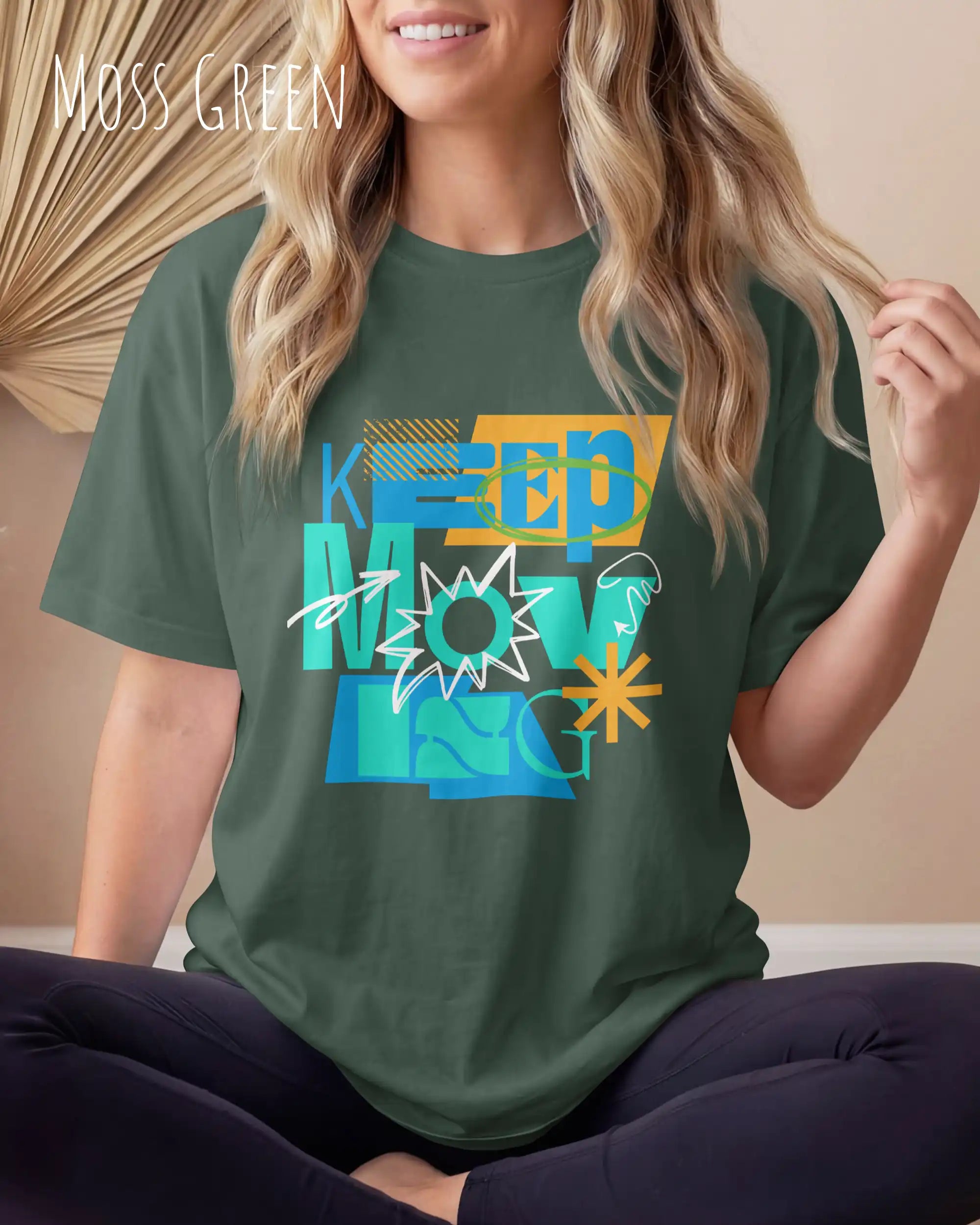 Oversized Design-T‑Shirt  – Unisex – KEEP MOVING – Heavyweight Baumwolle