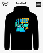 das bild zeigt den design hoodie jh001 von just hoods in der farbe deep black und mit dem motiv keep moving.