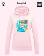 das bild zeigt deleicht taillierten damen design hoodie jh001F von just hoods in der farbe baby pink und mit dem motiv keep moving.