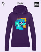 das bild zeigt deleicht taillierten damen design hoodie jh001F von just hoods in der farbe purple und mit dem motiv keep moving.