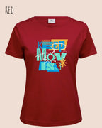 das bild zeigt das T-Shirt Tee Jays Women's Interlock Tee STYLE 580 in der farbe red mit dem motivierenden design "keep moving".