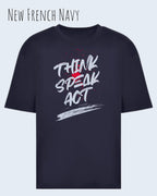 Heavyweight Oversized T-Shirt – AWDis 240 T – Unisex - anew French navy - design think speak act