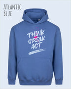 unisex streetwear hoodie Atlantic blue im oversize fit mit design think speak act