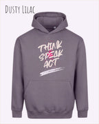 unisex streetwear hoodie dusty lilac im oversize fit mit design think speak act