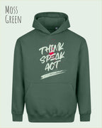 unisex streetwear hoodie moss green im oversize fit mit design think speak act