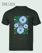 die abbildung zeigt das design-t-shirt aus zertifizierter Bio-Baumwolle Tee Jays Urban Luxury Tee 1150in der farbe dark green mit dem motiv wild and free im modernisierten boho-style.