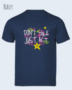 Das Bild zeigt das Bio-Baumwolle T-Shirt Tee Jays Urban Luxury Tee 1150 in  navy mit dem STATEMENT DON’T TALK JUST ACT