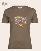 das bild zeigt das T-Shirt Tee Jays Women's Interlock Tee STYLE 580 in der farbe wood mit dem design "Don't talk Just Act".
