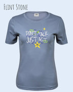 das bild zeigt das T-Shirt Tee Jays Women's Interlock Tee STYLE 580 in der farbe flint stone mit dem design "Don't talk Just Act".