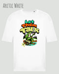 das bild zeigt das oversized heavyweight design-t-shirt awdis 240 T  in der farbe arctic white mit dem entspannten motiv let them talk - lass sie reden. 