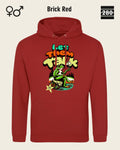 Das bild zeigt den Unisex Design-Hoodie JH001 von AWDis Just hoods in der farbe 
brick red mit dem humorvollen motiv "let them talk".