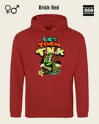 Das bild zeigt den Unisex Design-Hoodie JH001 von AWDis Just hoods in der farbe 
brick red mit dem humorvollen motiv "let them talk".