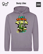 Das bild zeigt den Unisex Design-Hoodie JH001 von AWDis Just hoods in der farbe 
dusty lilac mit dem humorvollen motiv "let them talk".