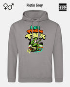 Das bild zeigt den Unisex Design-Hoodie JH001 von AWDis Just hoods in der farbe 
platin grey mit dem humorvollen motiv "let them talk".