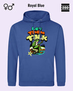 Das bild zeigt den Unisex Design-Hoodie JH001 von AWDis Just hoods in der farbe 
royal blue mit dem humorvollen motiv "let them talk".