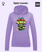Das bild zeigt den Damen-Design-Hoodie JH001F von AWDis Just hoods in der farbe digital lavender mit dem humorvollen motiv "let them talk".
