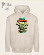 das bild zeigt den Oversized Design-Hoodie JH111 in der farbe natural stone mit dem humorvollen motiv "LET THEM TALK".