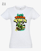 die Abbildung zeigt das design-t-shirt SOL’S Imperial Women 11502 in der farbe ash mit dem Motiv "let them talk"