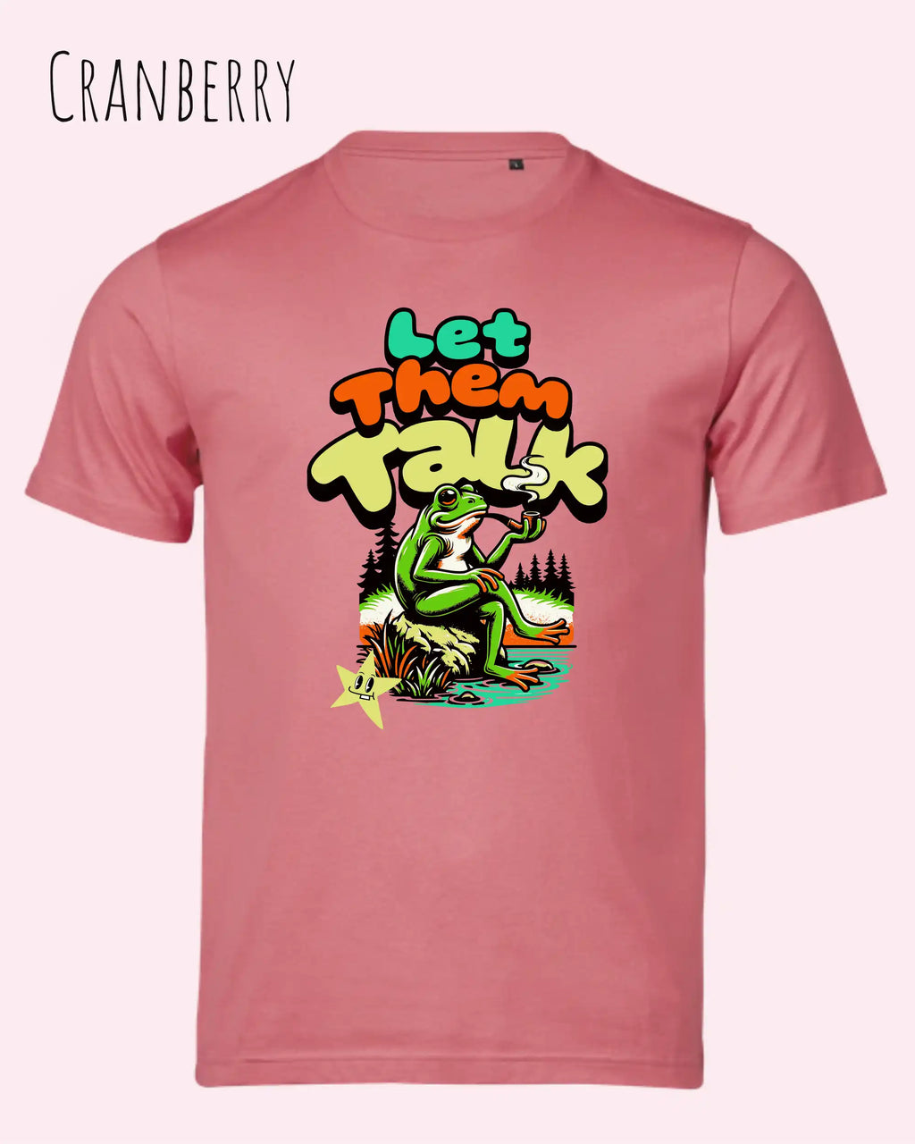die abbildug´ng zeigt das Tee Jays Urban Luxury Tee 1150 Design-T-Shirt in der farbe cranberry mit dem humorvollen Motiv "Let them talk" 