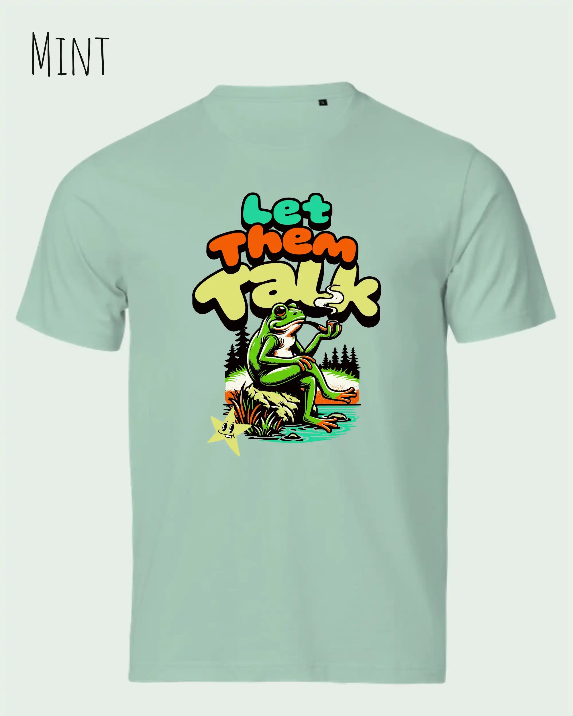 die abbildug´ng zeigt das Tee Jays Urban Luxury Tee 1150 Design-T-Shirt in der farbe mint mit dem humorvollen Motiv "Let them talk" 