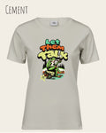 das bild zeigt das T-Shirt Tee Jays Women's Interlock Tee STYLE 580 in der farbe cement mit dem humorvollen design "LET THEM TALK".