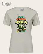das bild zeigt das T-Shirt Tee Jays Women's Interlock Tee STYLE 580 in der farbe cement mit dem humorvollen design "LET THEM TALK".