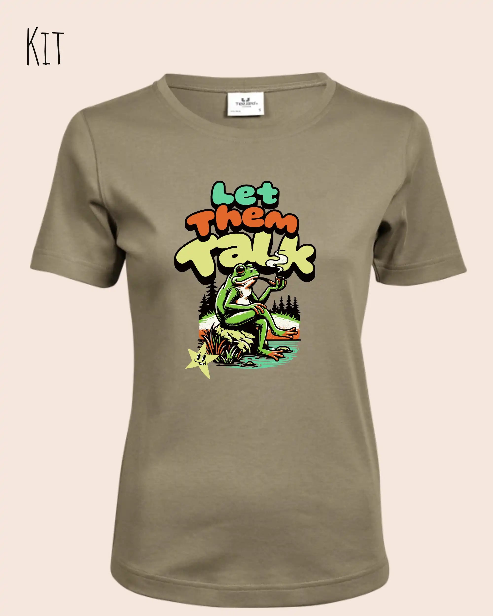 Bio Design-T‑Shirt – Feminine Fit – LET THEM TALK – Premium‑Baumwolle
