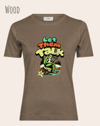 das bild zeigt das T-Shirt Tee Jays Women's Interlock Tee STYLE 580 in der farbe wood mit dem humorvollen design "LET THEM TALK".