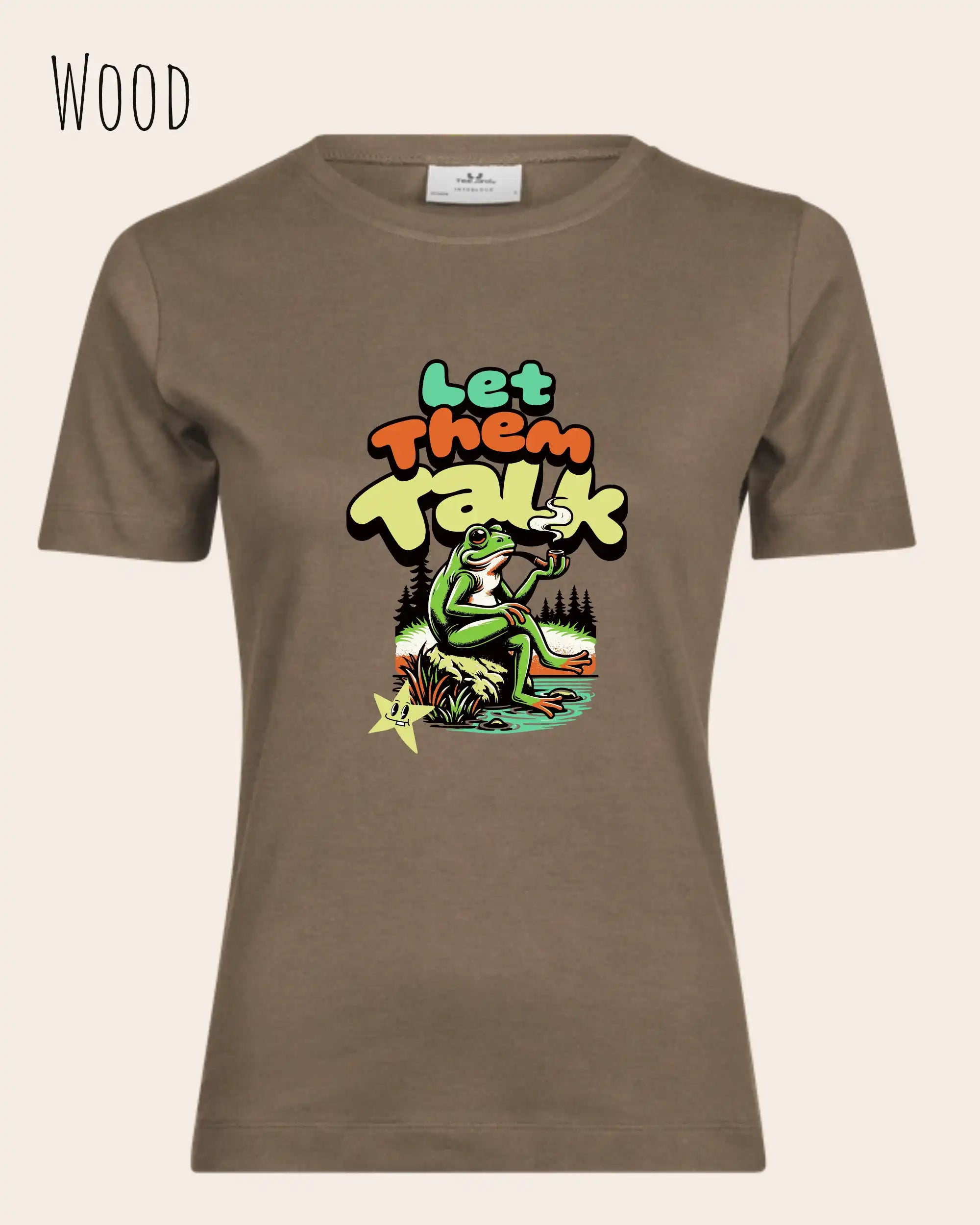 Bio Design-T‑Shirt – Feminine Fit – LET THEM TALK – Premium‑Baumwolle
