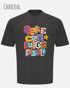 Die Abbildung zeigt das heavywight oversized t-shirt AT 240 T in der farbe charcoal mit dem design smile it confuses people.