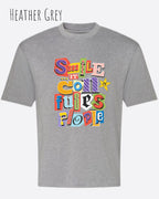 Die Abbildung zeigt das heavywight oversized t-shirt AT 240 T in der farbe Heather grey mit dem design smile it confuses people.
