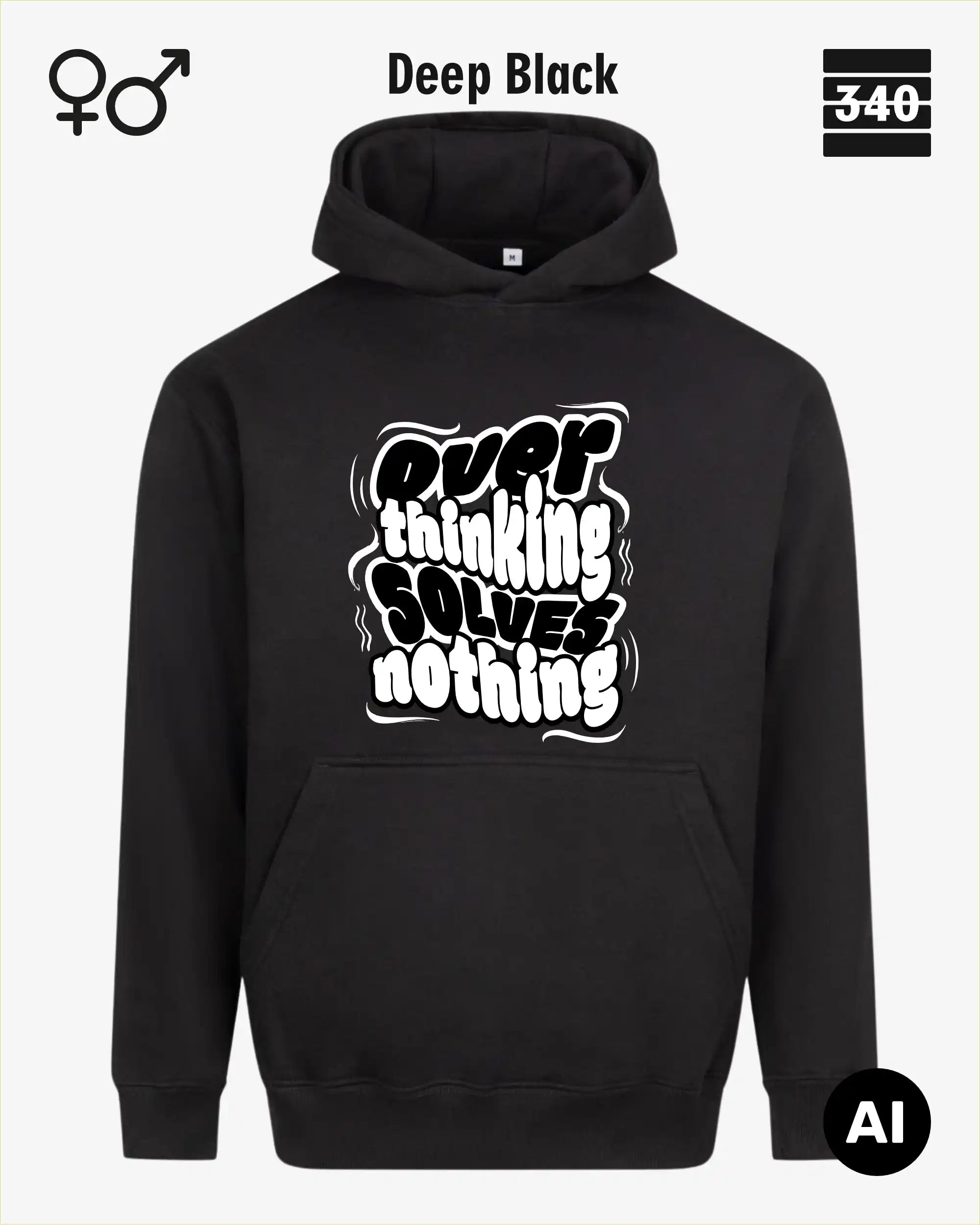Oversized Design-Hoodie – Unisex – OVERTHINKING SOLVES NOTHING – Premium Baumwollmischung