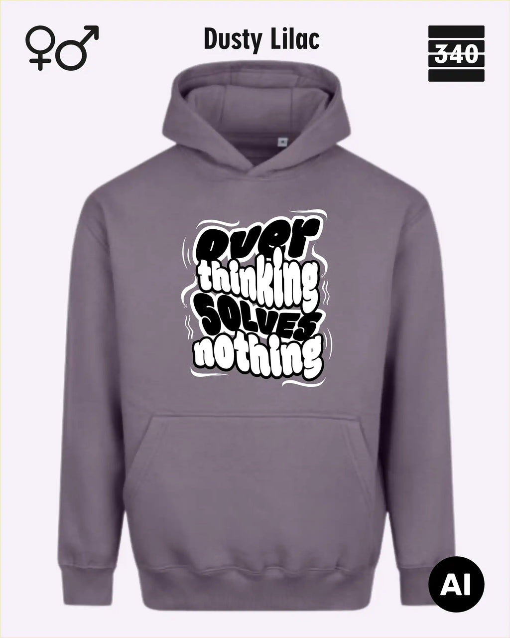 Oversized Design-Hoodie – Unisex – OVERTHINKING SOLVES NOTHING – Premium Baumwollmischung